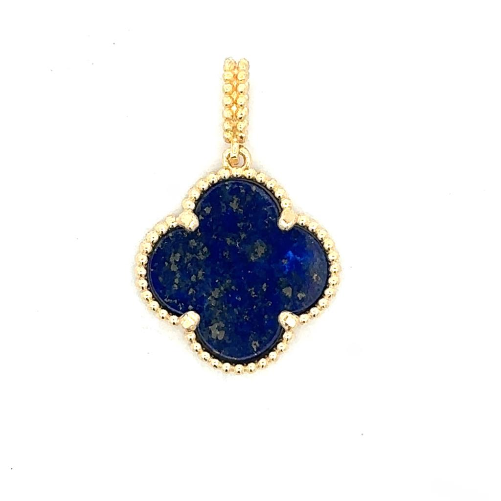 Gold and Lapis Clover Pendant