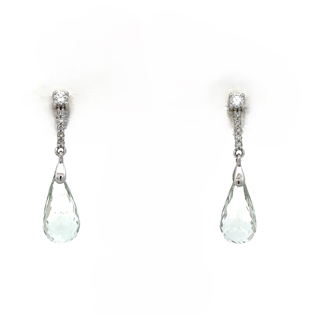 Green Amethyst and Diamond Earrings