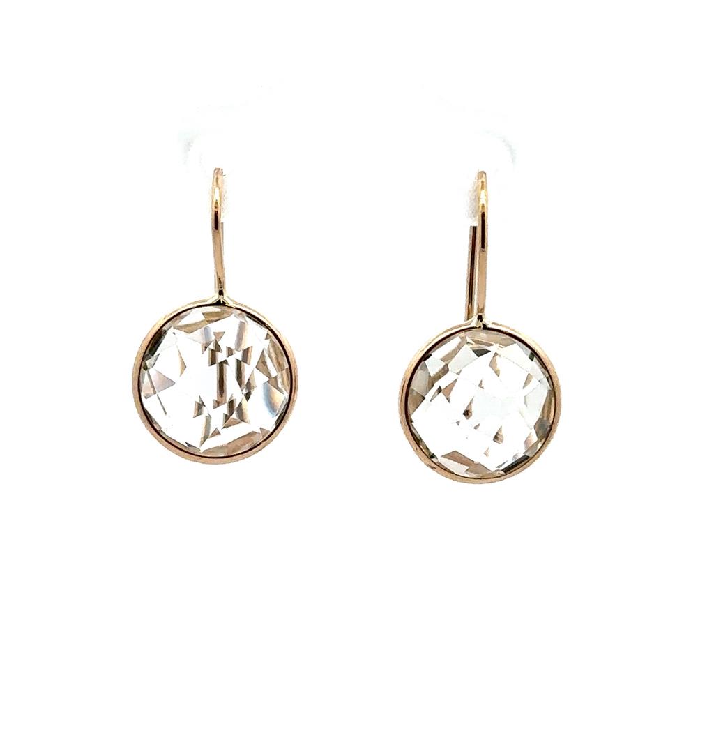 Yellow Gold and White Topaz Earrings