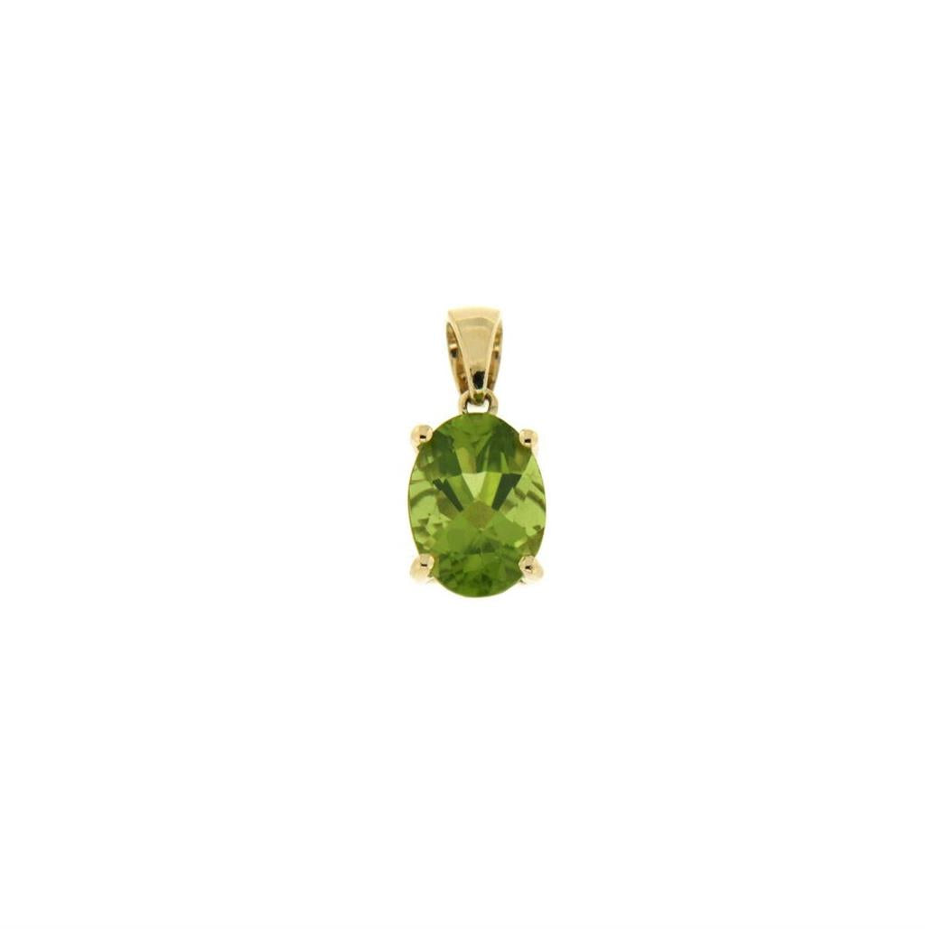 14K yellow gold 4-claw pendant setting with a rounded bail 8x6mm oval