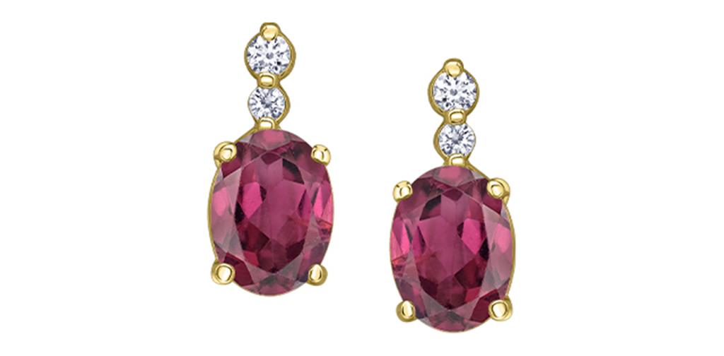 Rhodolite Garnet and Canadian Diamond Earrings