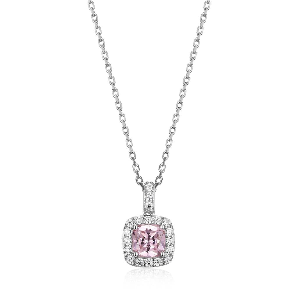 Silver and Pink CZ Pendant