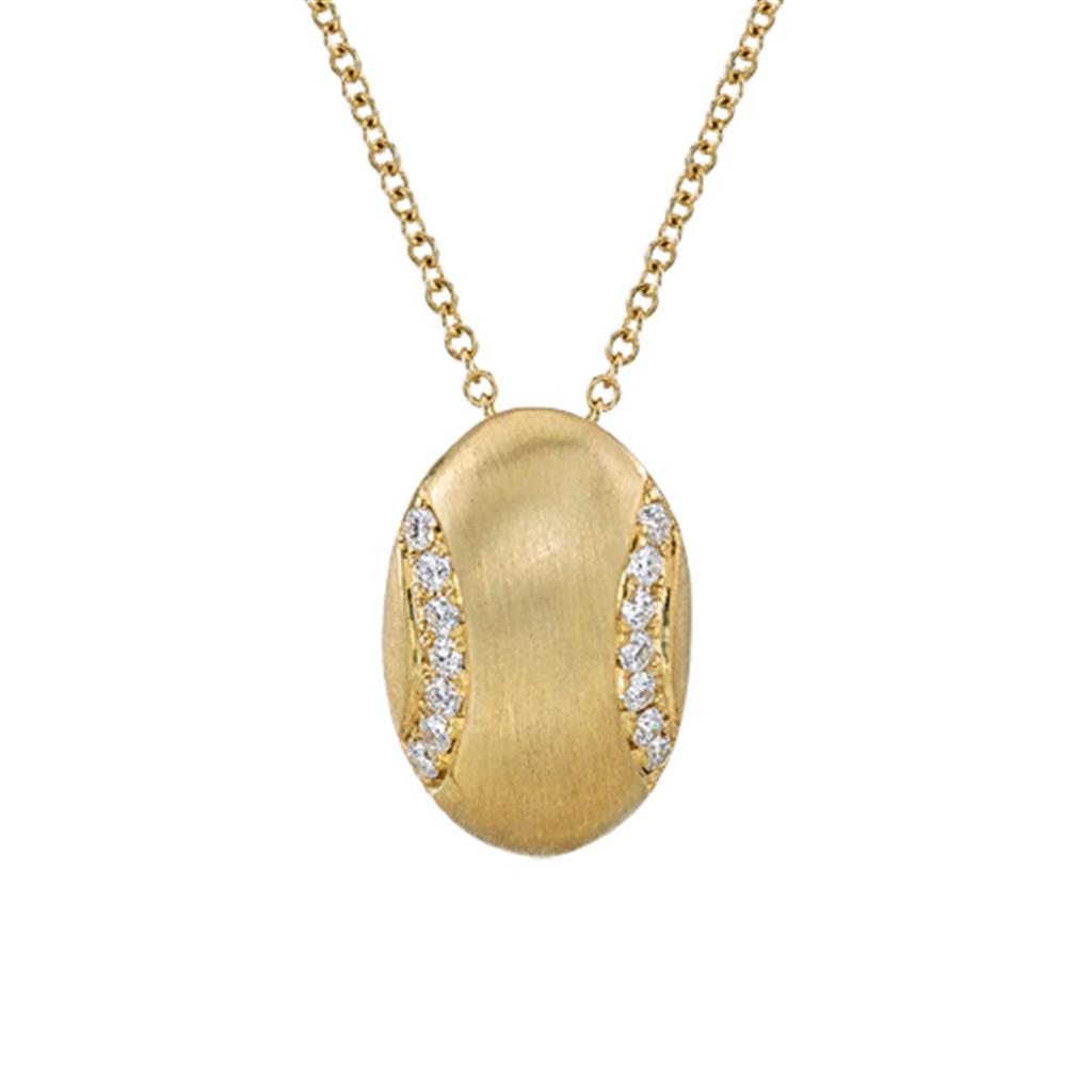 Brushed Finish Gold & Diamond Pendant