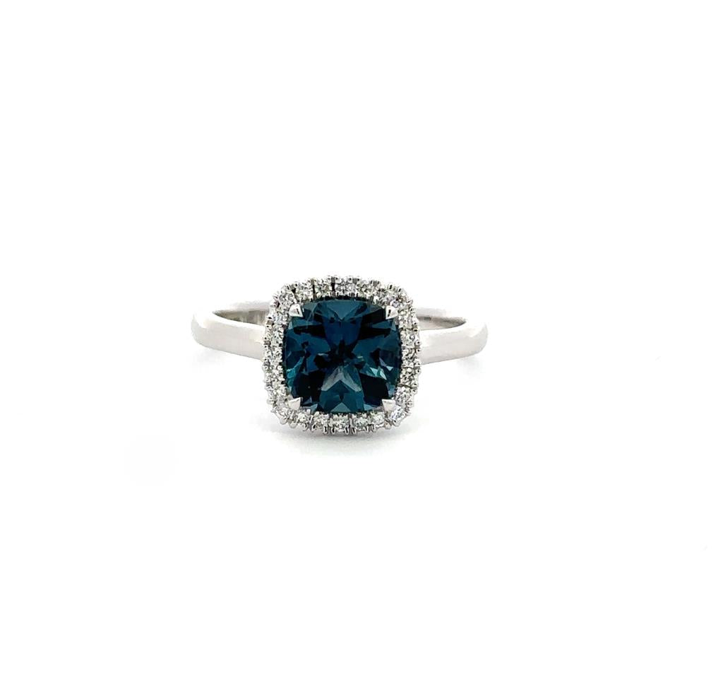 White Gold Blue Topaz Ring