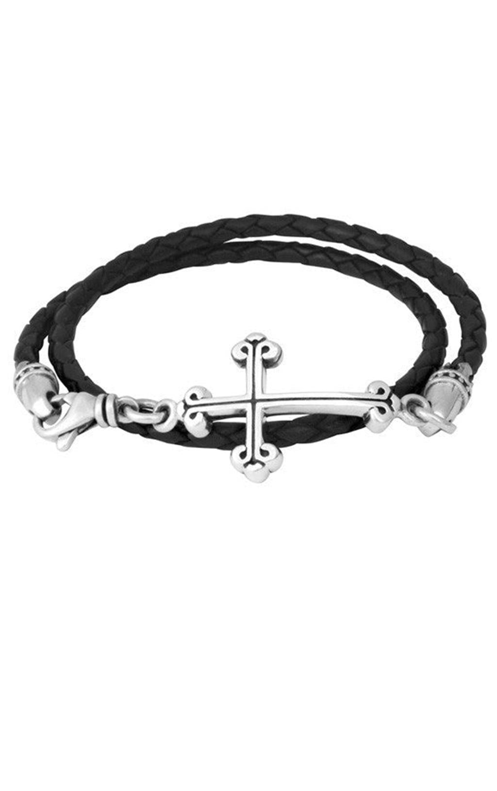 Leather and Sterling Silver Double Wrap Bracelet