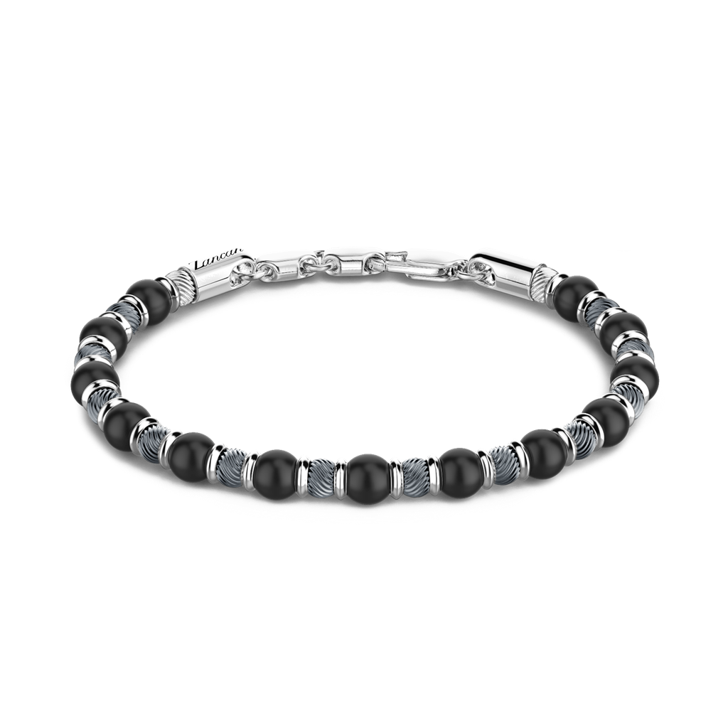 Silver & Black Bead Bracelet