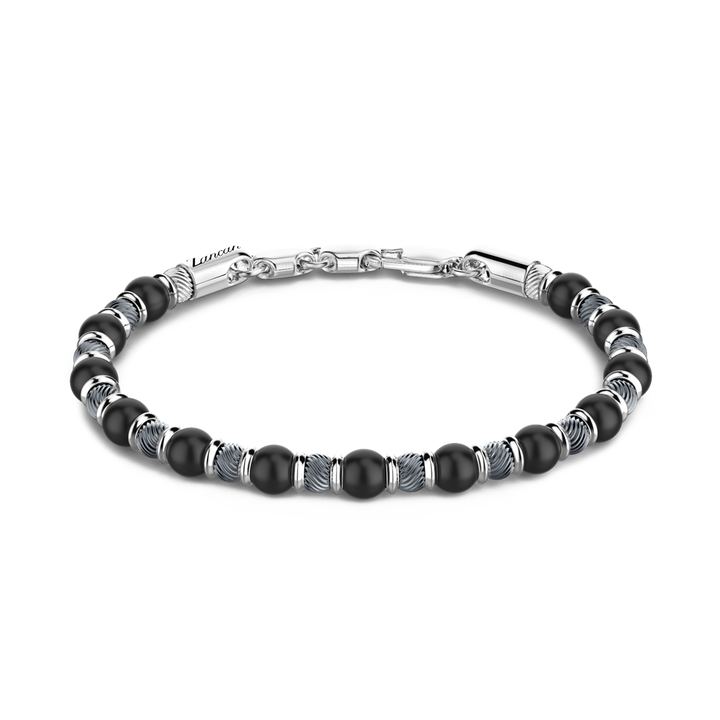 Silver & Black Bead Bracelet