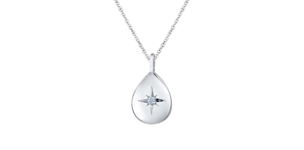Maple Leaf Diamonds White Gold Pendant and Chain