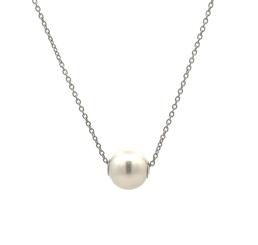 White Gold and Akoya Pearl Slider Pendant