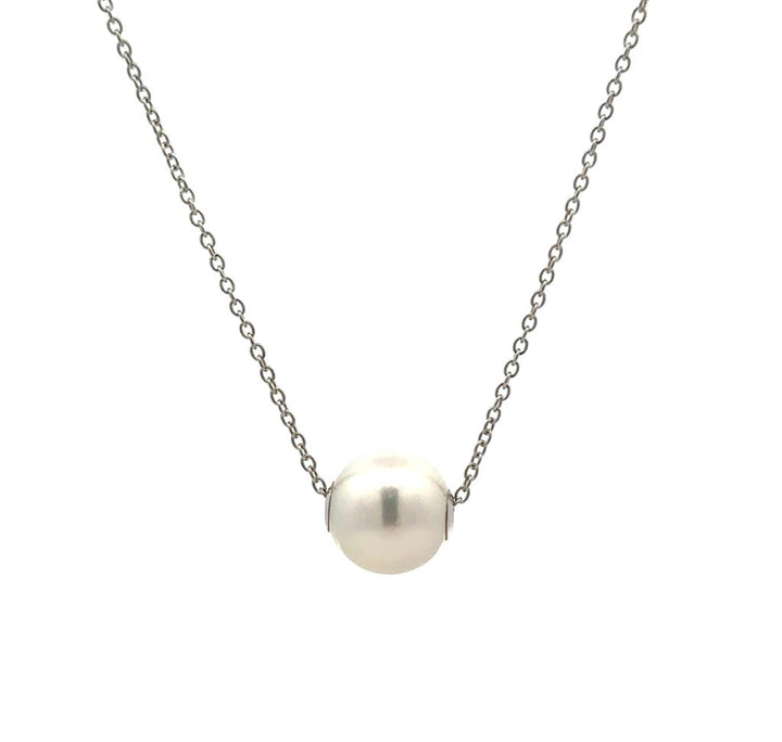 White Gold and Akoya Pearl Slider Pendant
