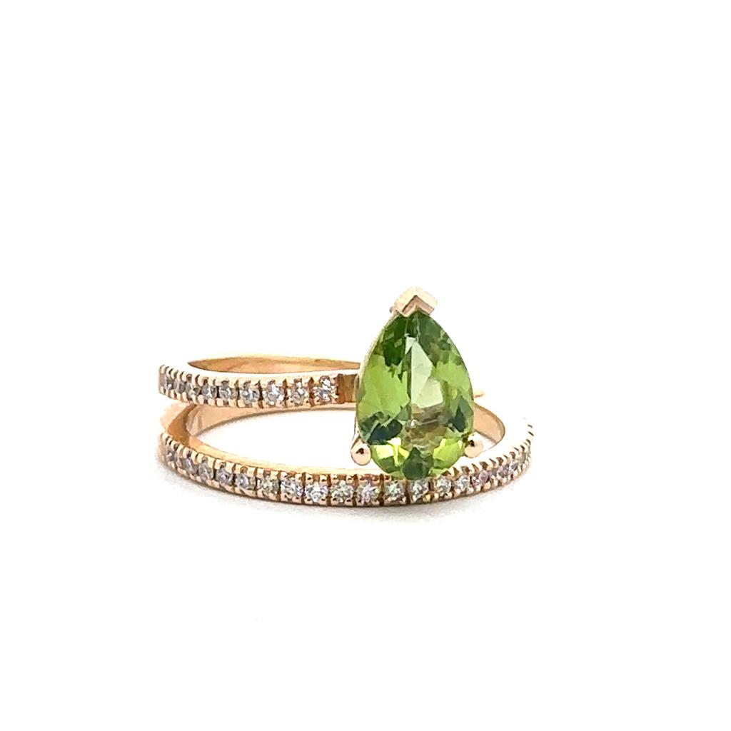 Pear-Shaped Peridot Ring