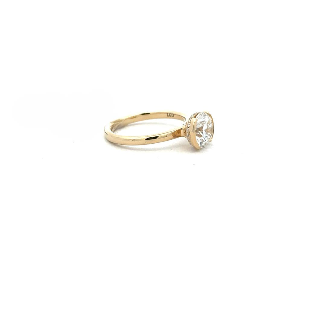 Half-Bezel Lab Grown Diamond Engagement Ring