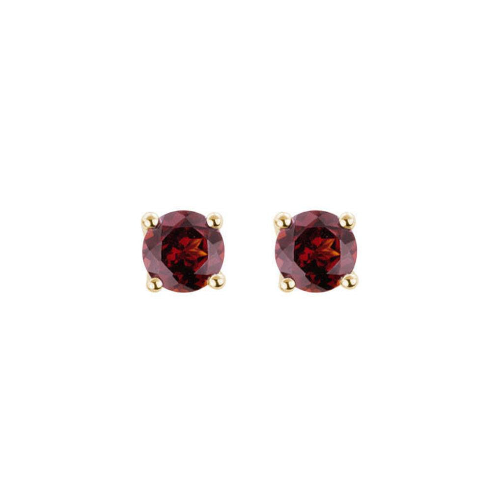 Yellow Gold and Garnet Stud Earrings