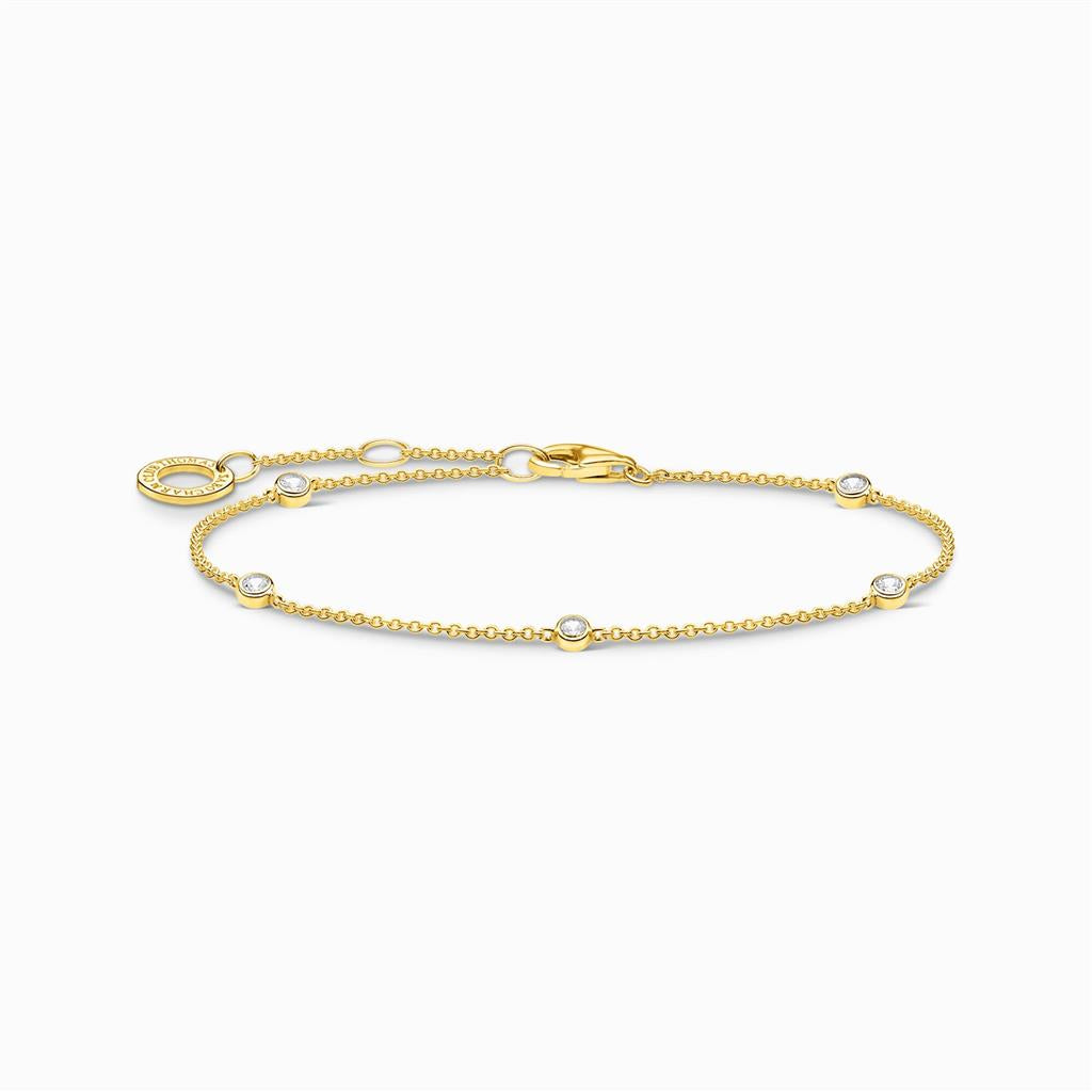 Gold Plated Bracelet With Cubic Zirconia Stations