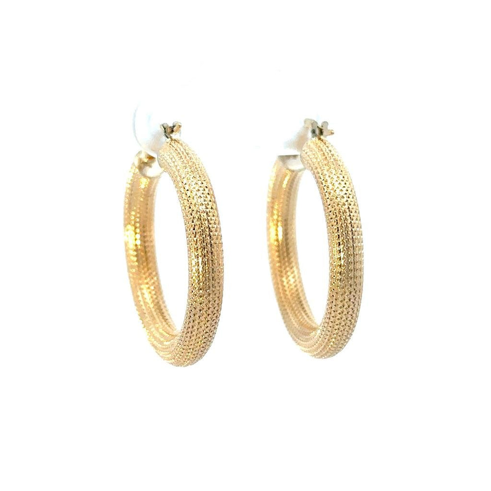 18K Patterned Hoops - Davidson's Jewellers