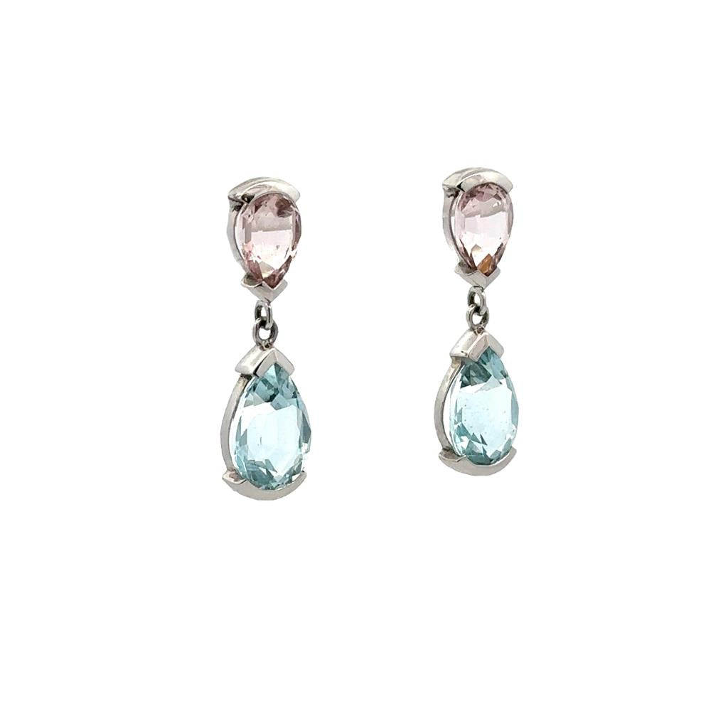Morganite and Aqua Earrings