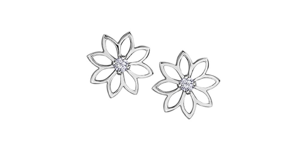 Maple Leaf Diamonds Water Lily Earrings