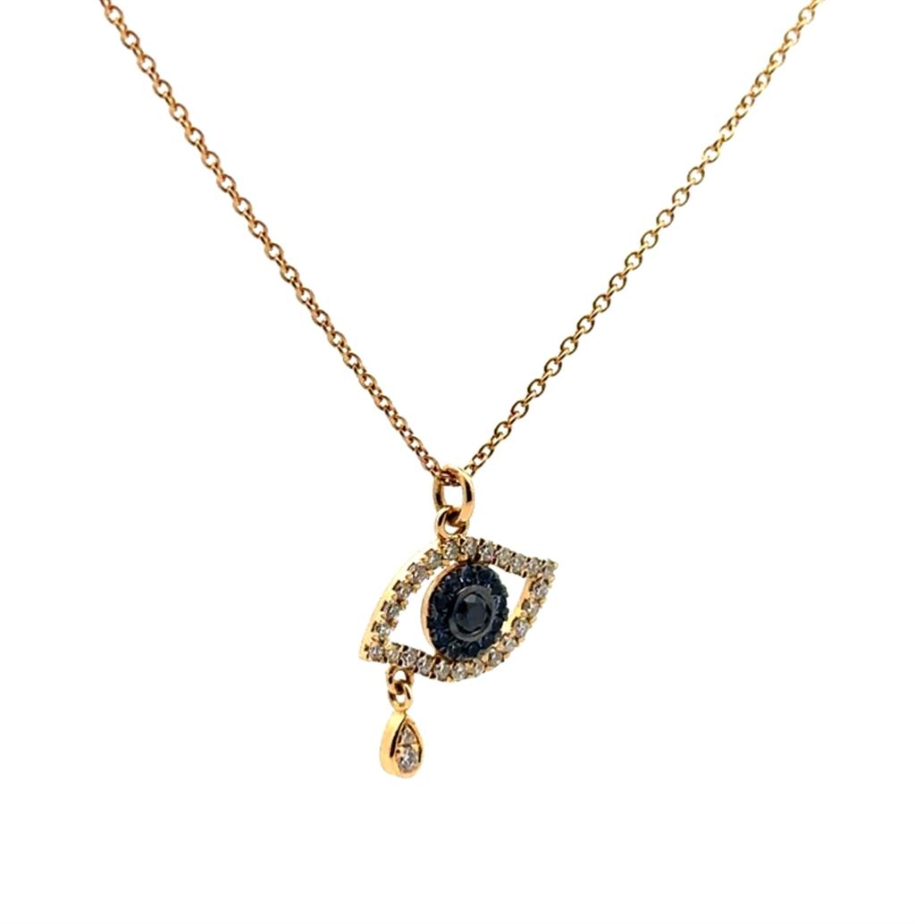 18K, Diamond & Sapphire Evil Eye Pendant