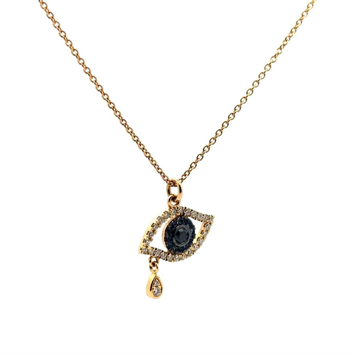 18K, Diamond & Sapphire Evil Eye Pendant