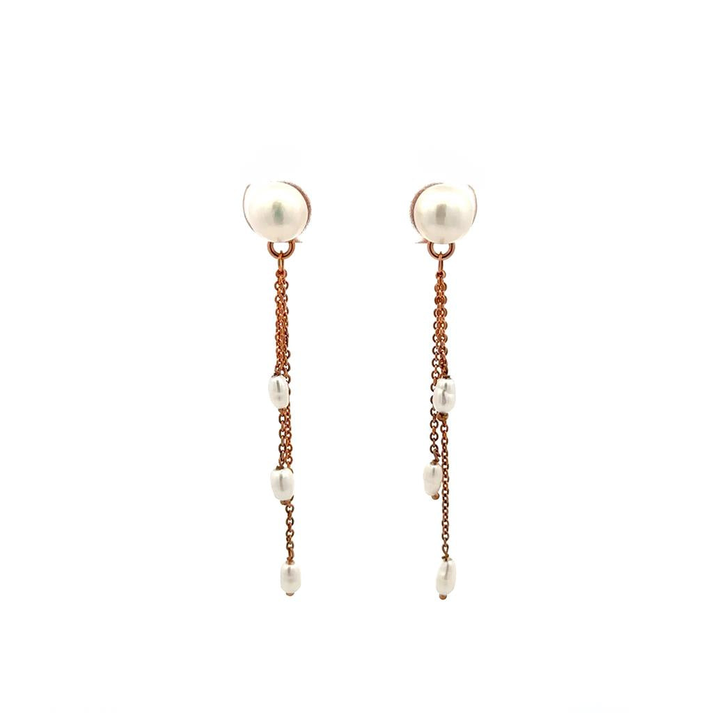 Rose Gold Plated Freshwater Pearl Earrings