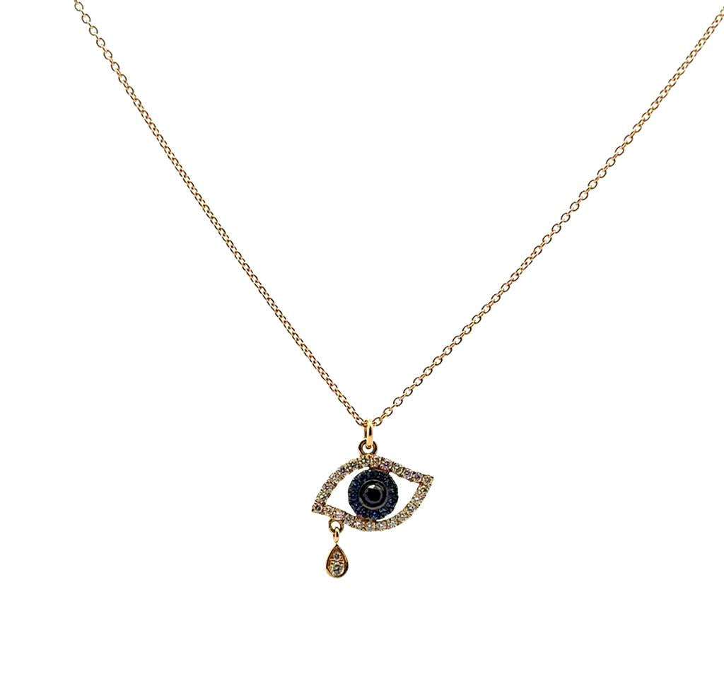 18K, Diamond & Sapphire Evil Eye Pendant
