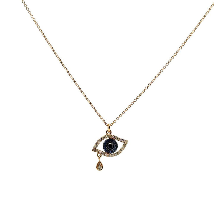 18K, Diamond & Sapphire Evil Eye Pendant