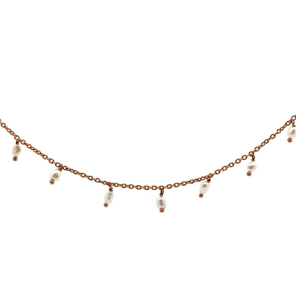 Rose Gold Plated Necklace with Pearls