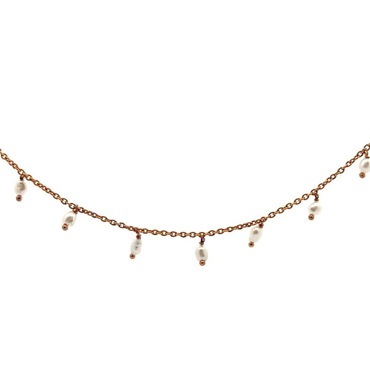 Rose Gold Plated Necklace with Pearls