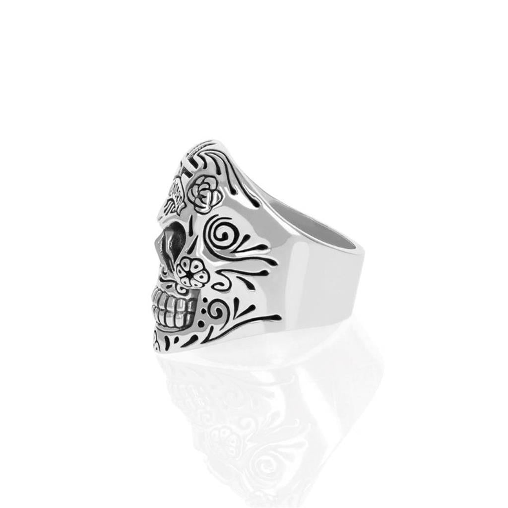 Sterling Silver Carved Skull Ring