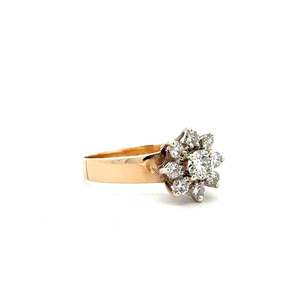 14K Gold & Diamond Cluster Ring