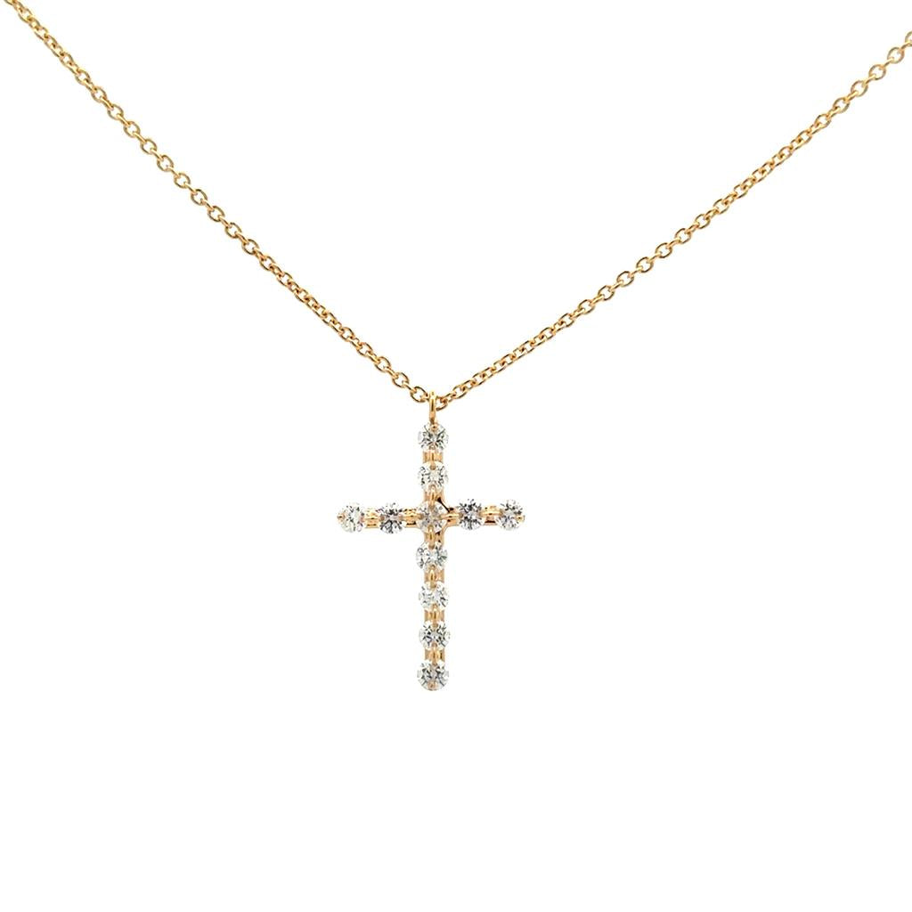 18K Gold & Diamond Cross with Chain