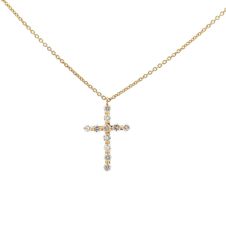 18K Gold & Diamond Cross with Chain