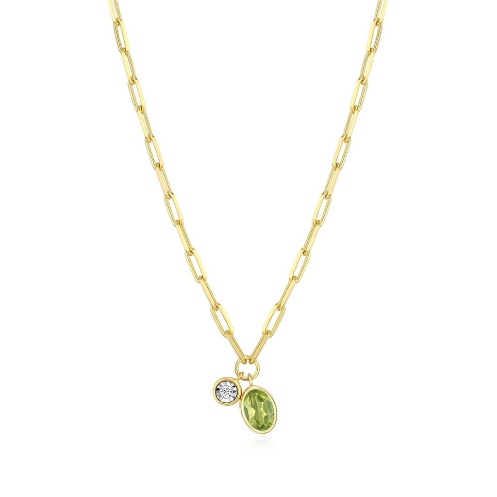 Peridot & Lab Grown Diamond Pendant