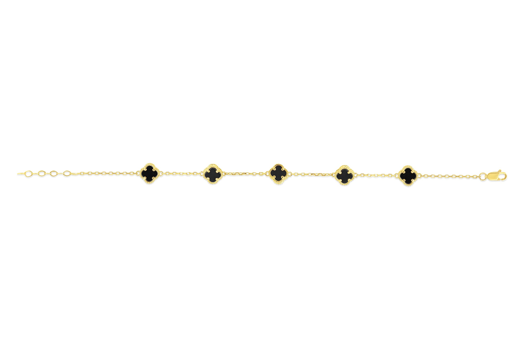 Gold & Onyx Clover Bracelet