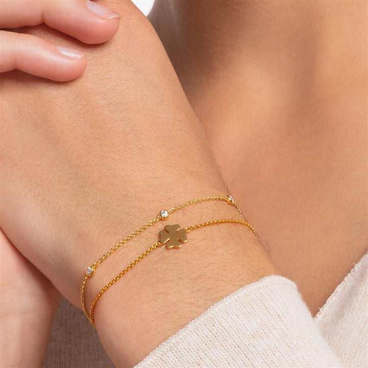 Gold Plated Bracelet With Cubic Zirconia Stations