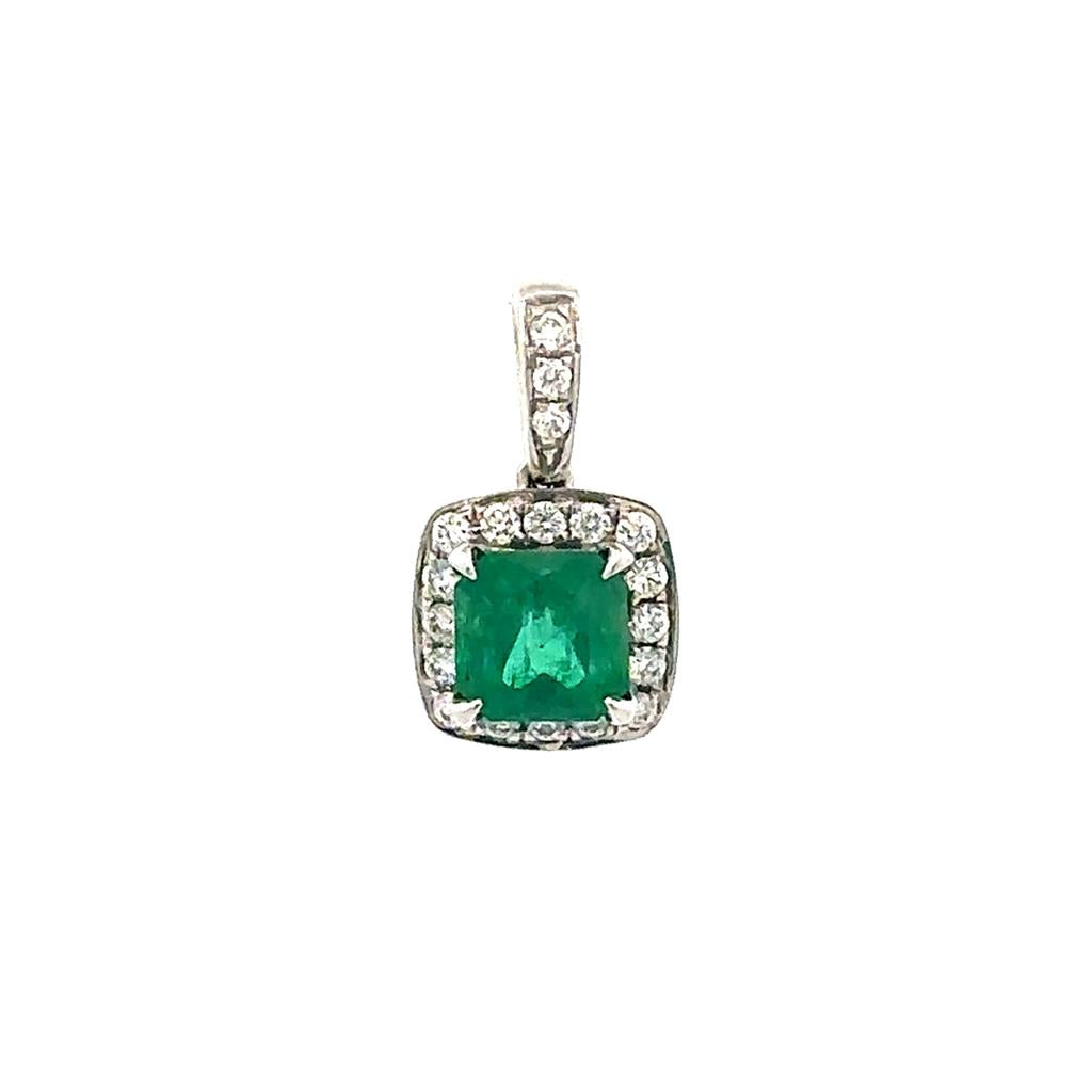 Emerald & Diamond Pendant - 18K