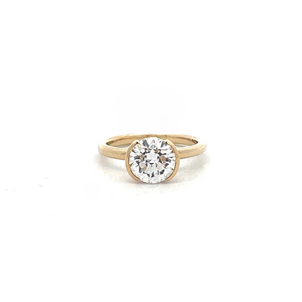 Half-Bezel Lab Grown Diamond Engagement Ring