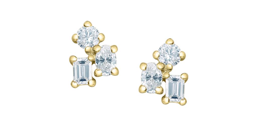 Lab Grown Diamond 3-Stone Earrings