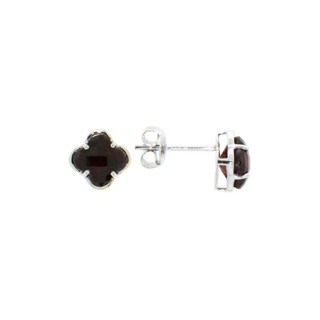 Clover-Shaped Garnet Earrings