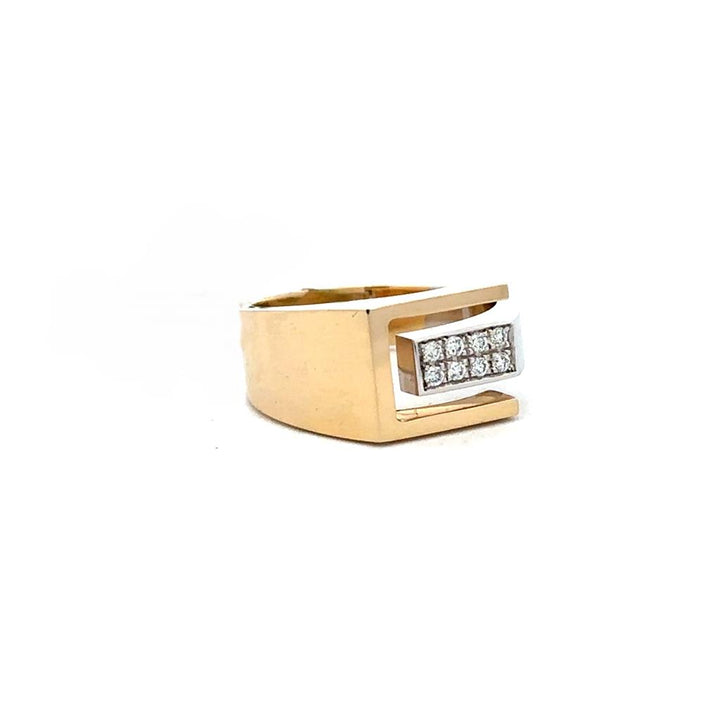 Geometric Gold and Diamond Ring