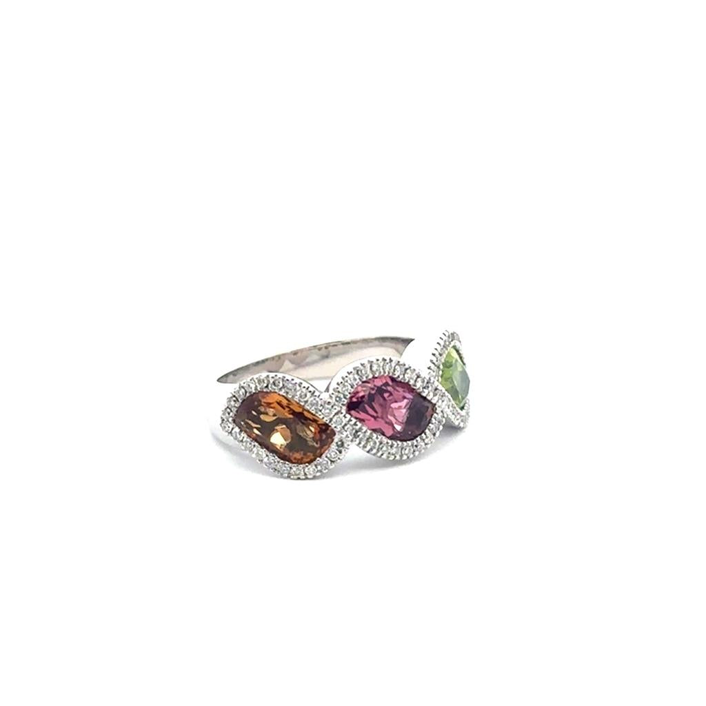 Citrine, Tourmaline and Peridot Ring