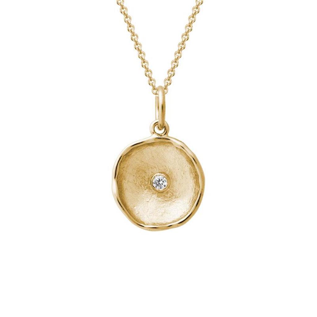 Yellow Gold and Diamond Pendant with Chain