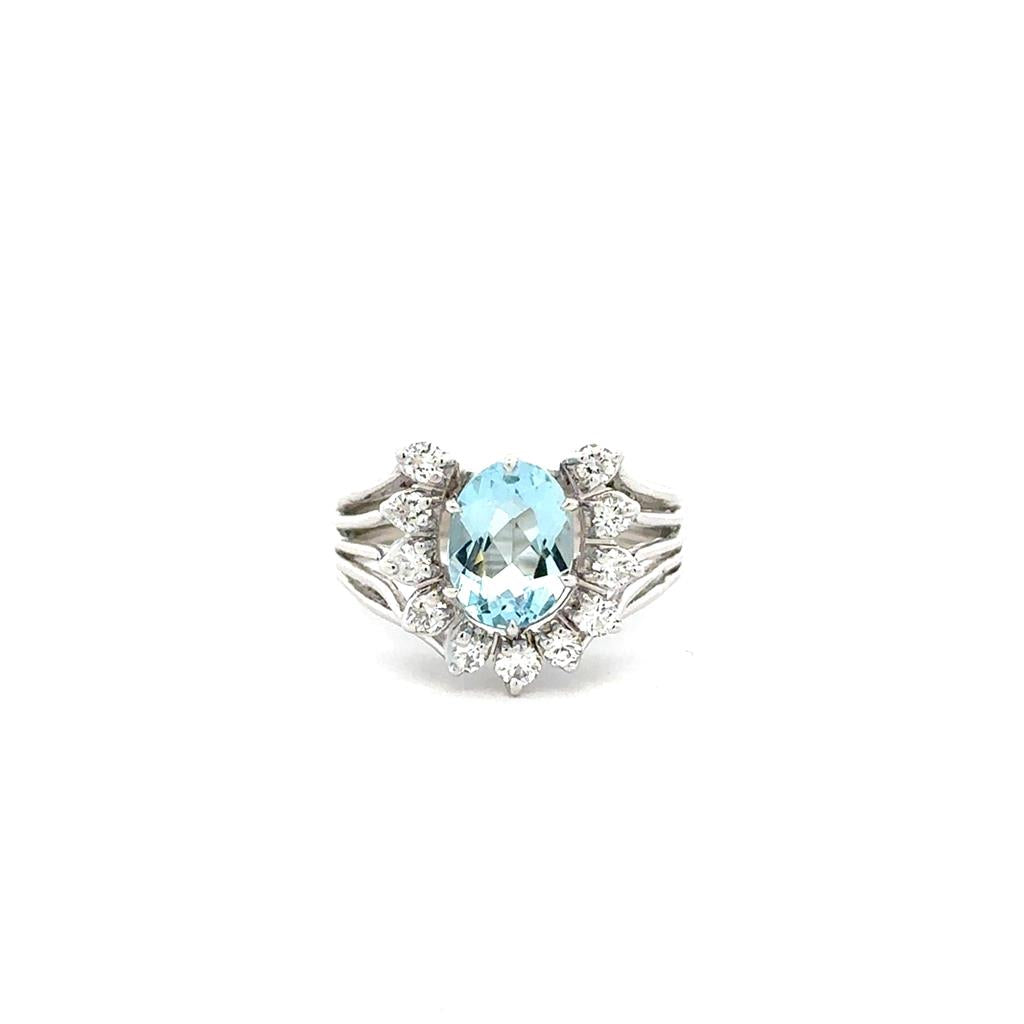 Aquamarine & Diamond Ring