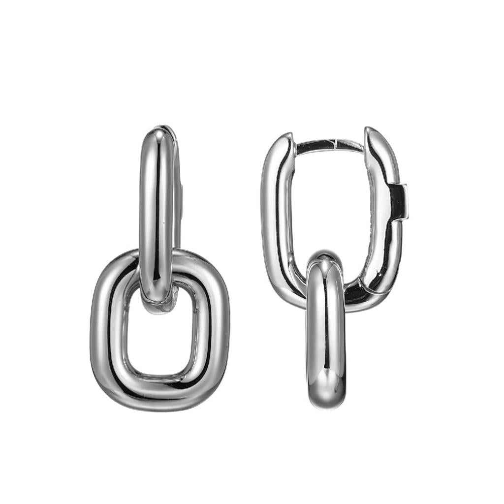 Sterling Silver Rectangular Huggie/Drop Earrings