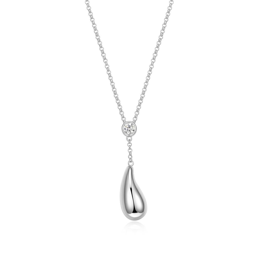 Sterling Silver and Cubic Zirconia Raindrop Pendant