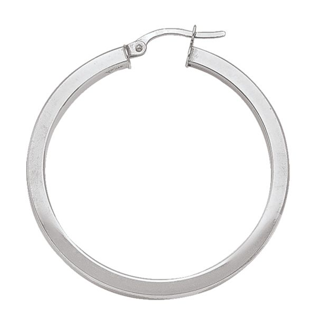 White Gold Square Hoops