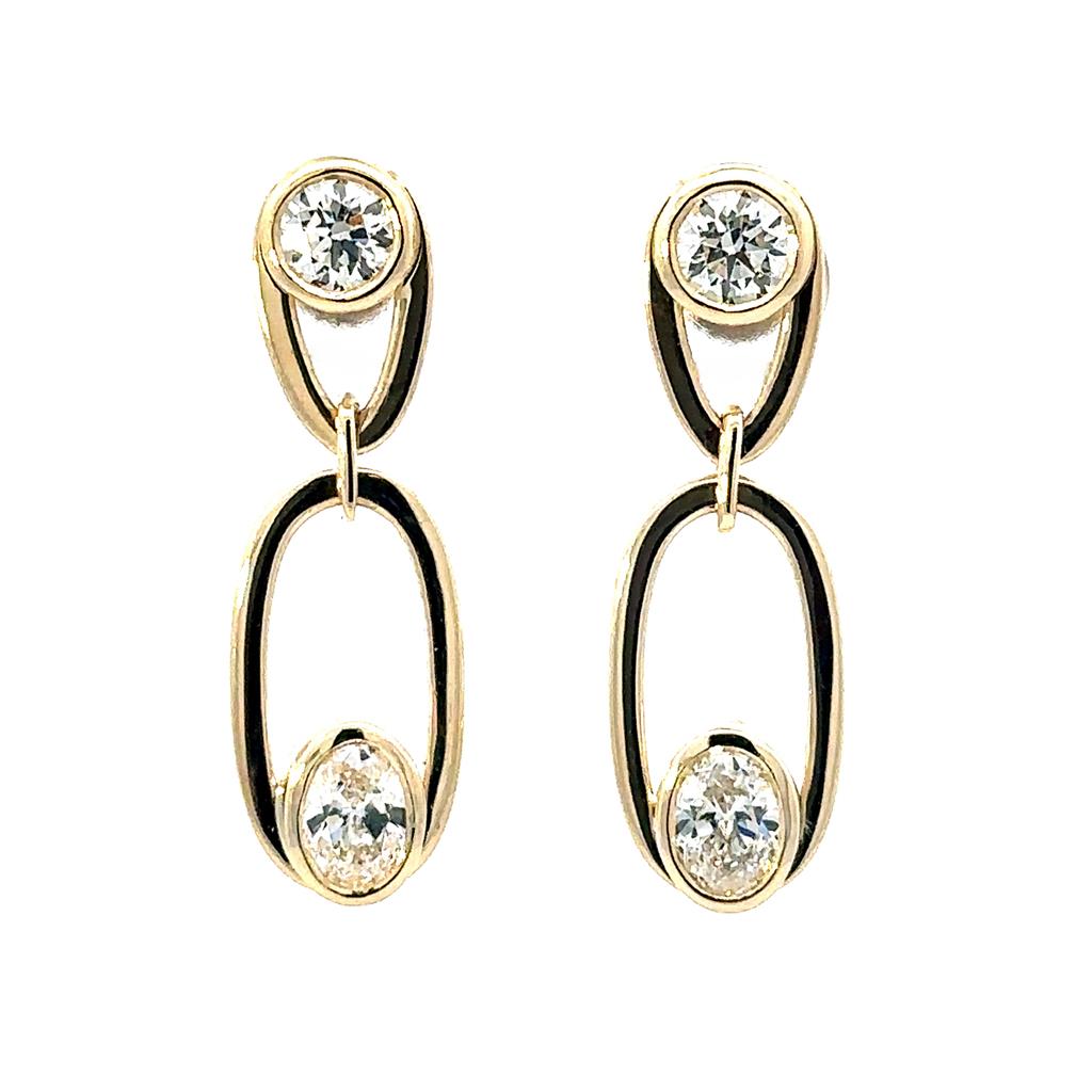 Oval & Round Maple Leaf Diamonds Earrings