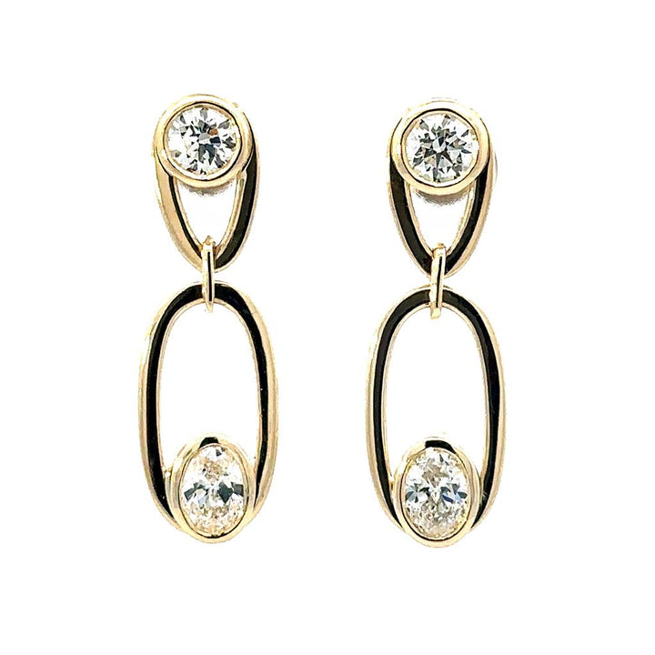 Oval & Round Maple Leaf Diamonds Earrings