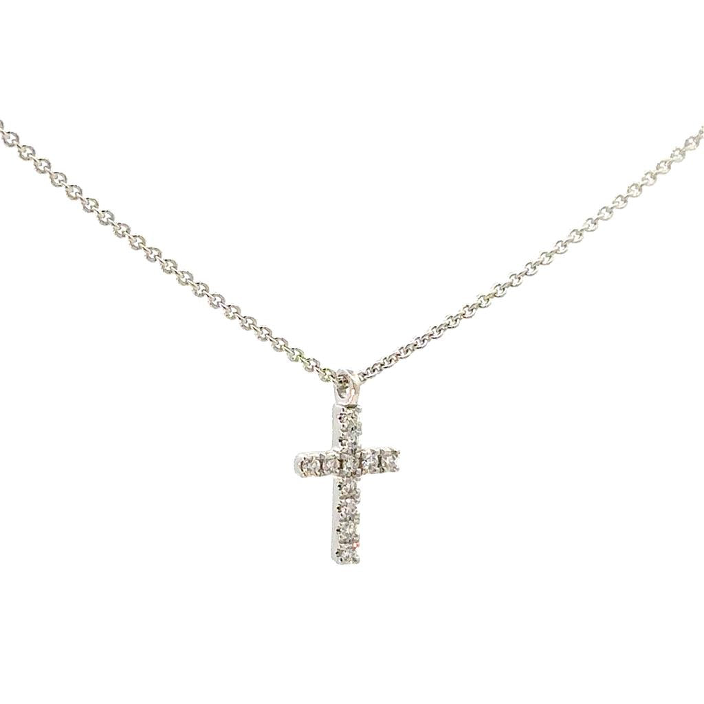 Petite Diamond Cross - White Gold & Diamond