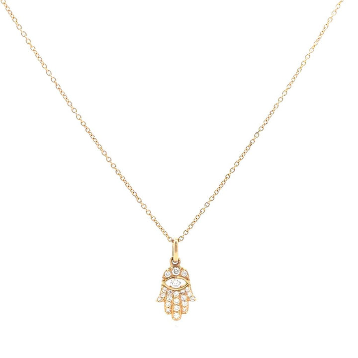 18K Gold & Diamond Hamsa with Chain